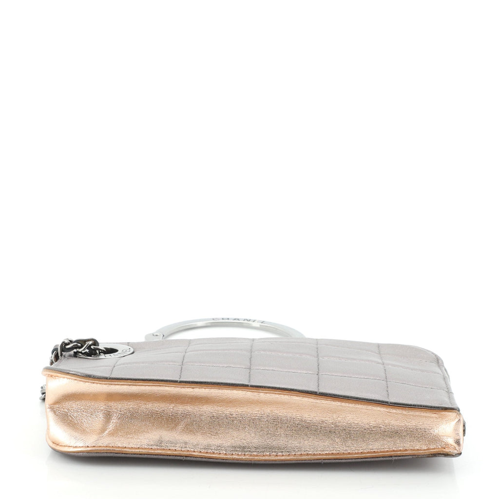 Chocolate Bar Handcuff Clutch Quilted Leather Small