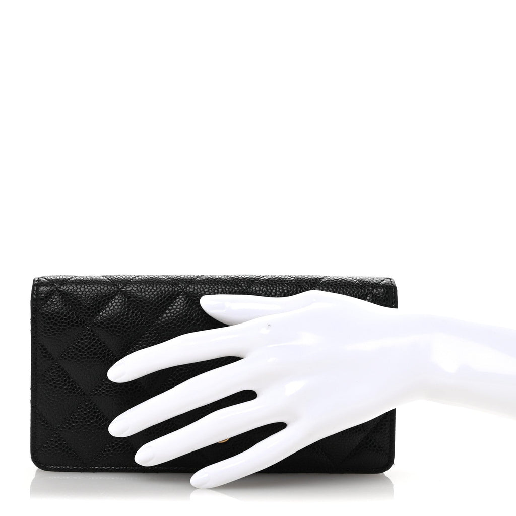 Caviar Quilted Yen Wallet Black