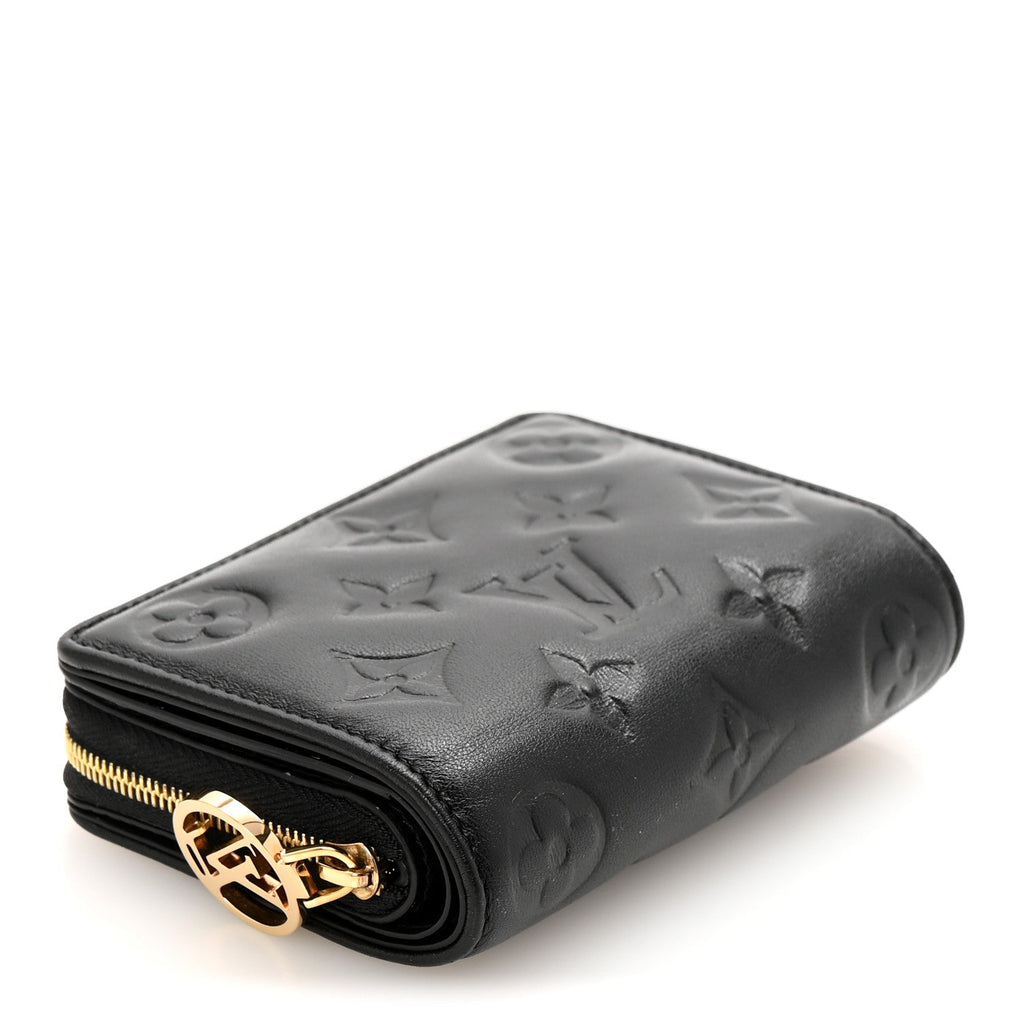 Lambskin Embossed Monogram Lou Coussin Wallet Black