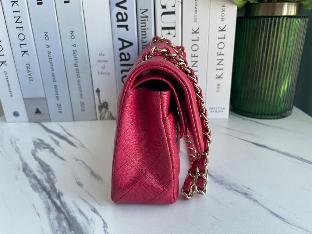 Chanel Red Timeless Flap Bag Caviar Leather Small Size