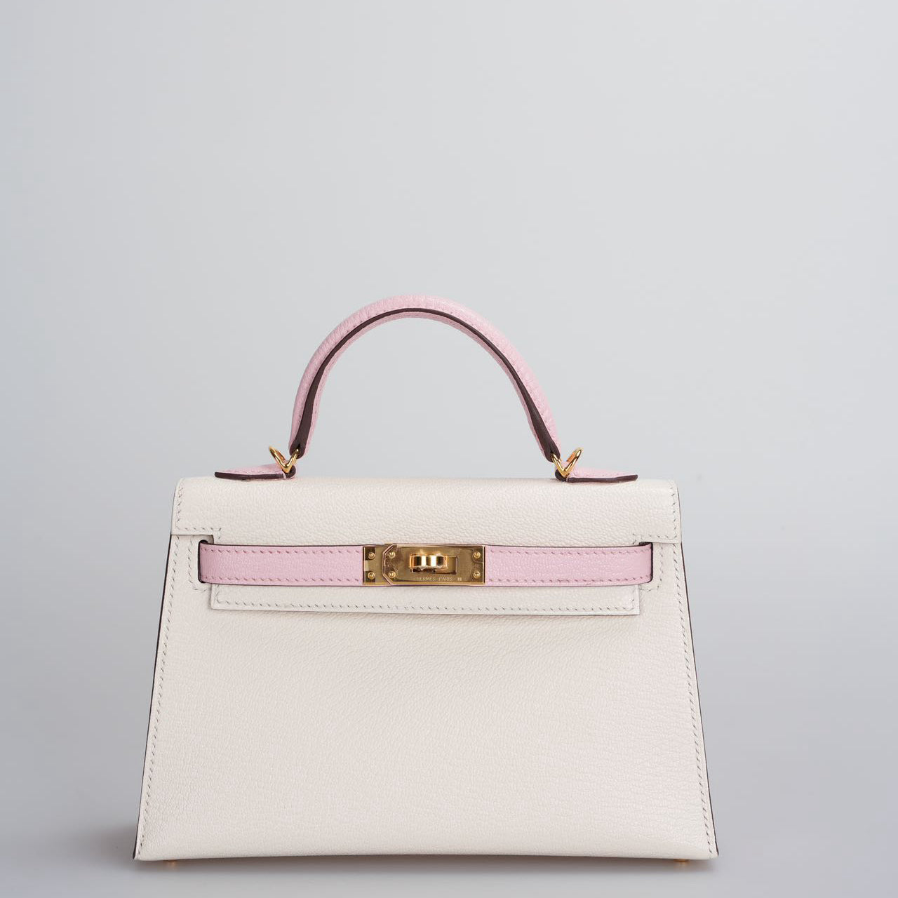 Hermes Mini Kelly 20cm HSS in Chèvre Mysore Nata with Rose Sakura