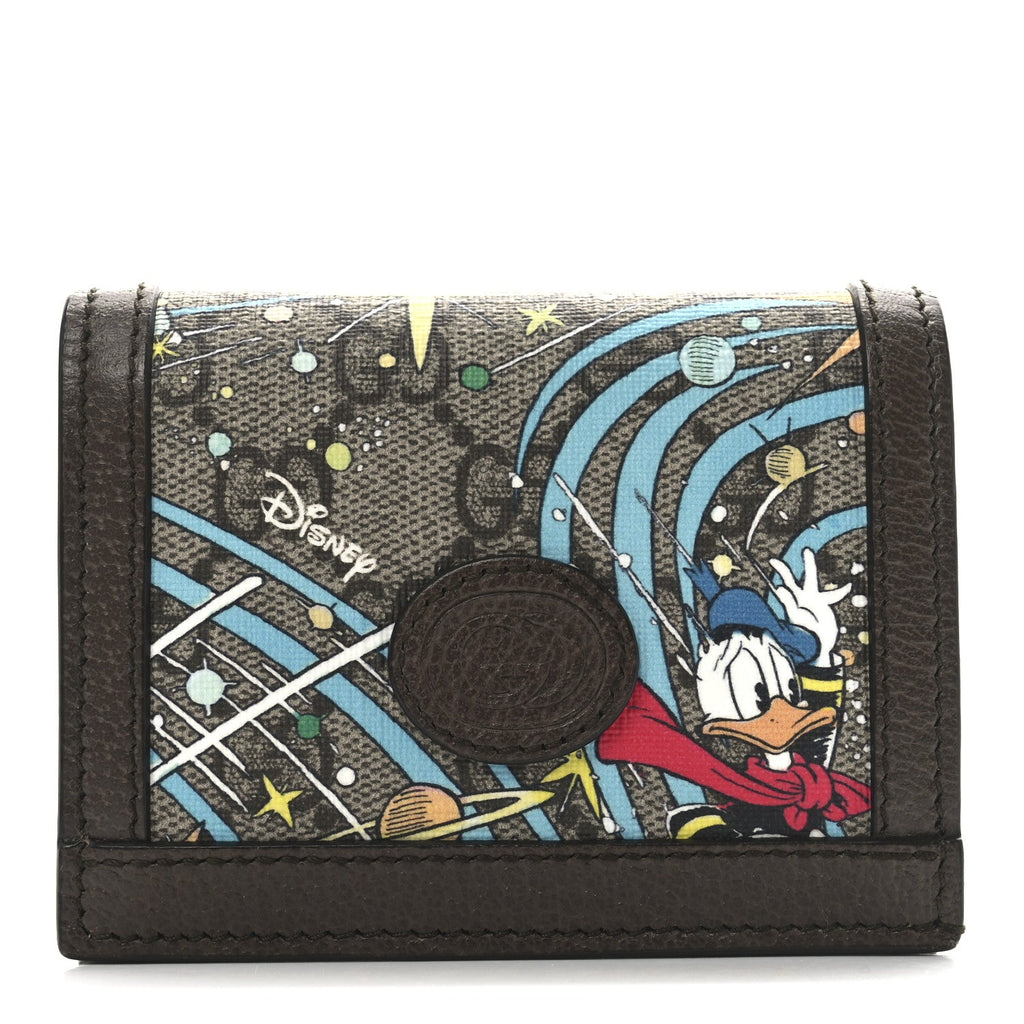 X DISNEY GG Supreme Monogram Donald Duck Interlocking G  Holder Wallet Beige Multicolor