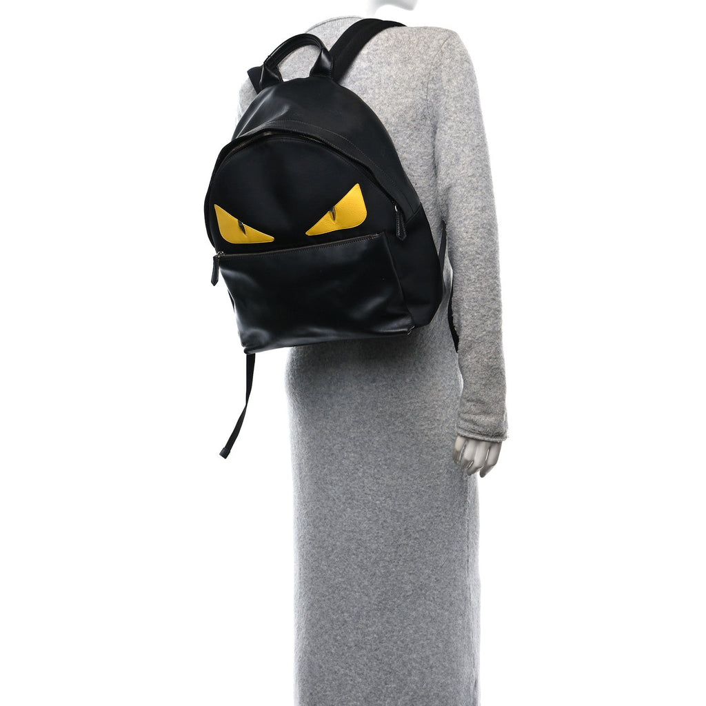 Nylon Vitello Liberty Vitello Dolce Monster Eyes Rounded Backpack Black Sunflower
