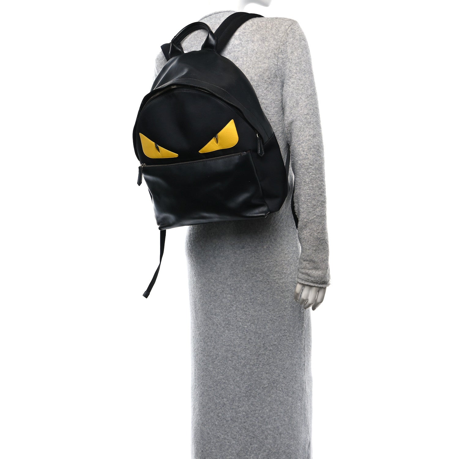 Nylon Vitello Liberty Vitello Dolce Monster Eyes Rounded Backpack Black Sunflower