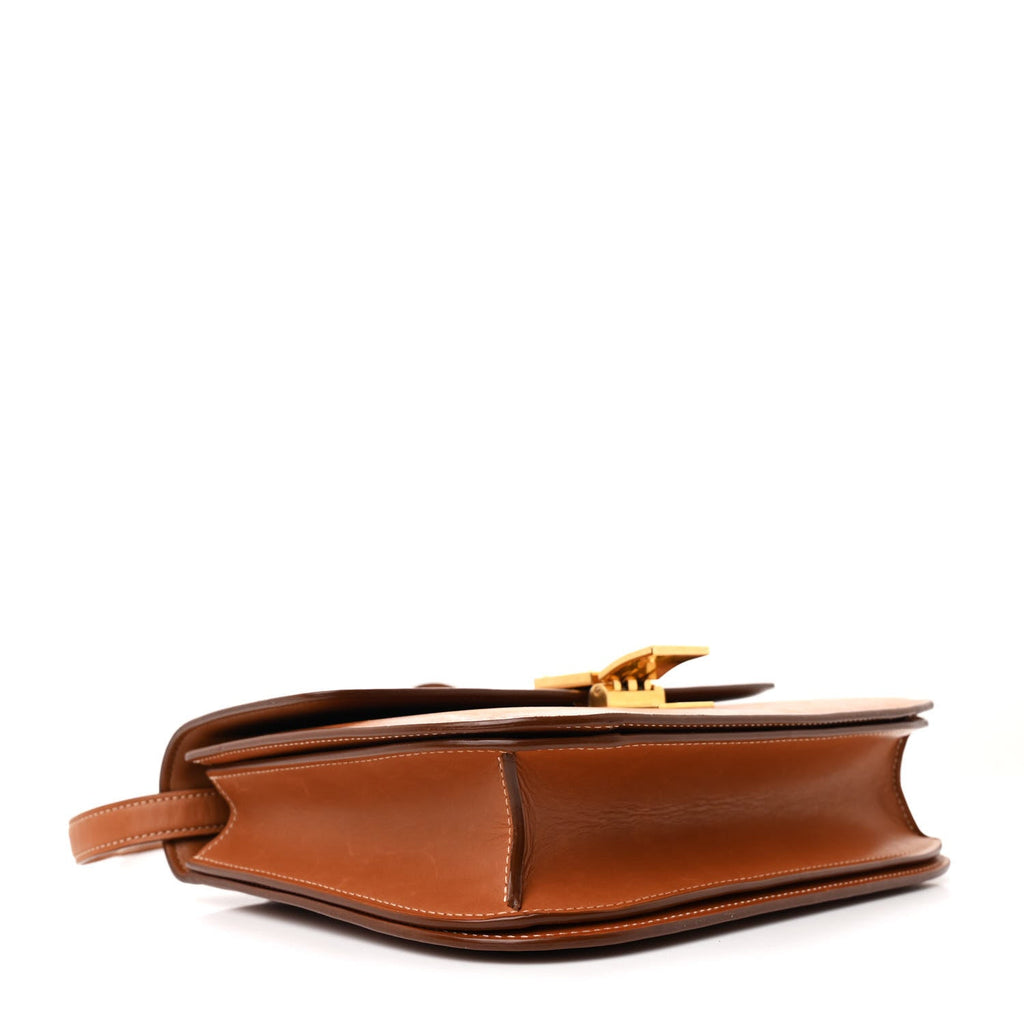 Natural Calfskin Medium Classic Box Flap Bag Tan