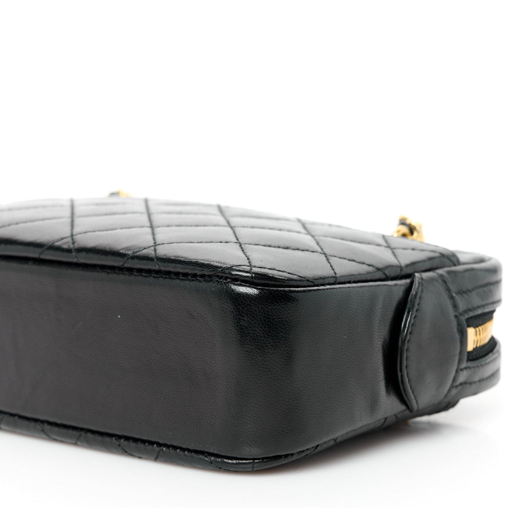 Lambskin Quilted Camera Case Black