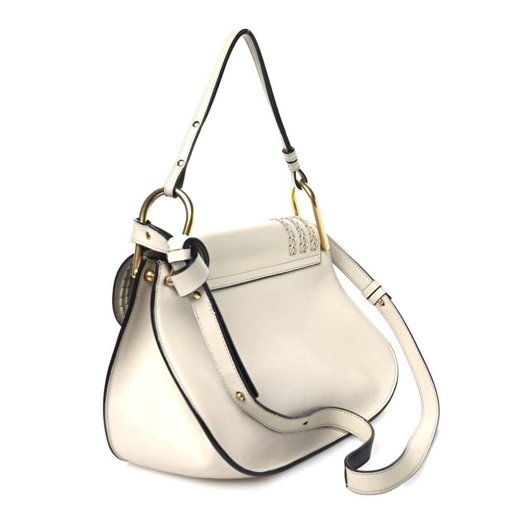 Calfskin Snakeskin Braided Medium Hudson Double Carry Shoulder Bag Beige