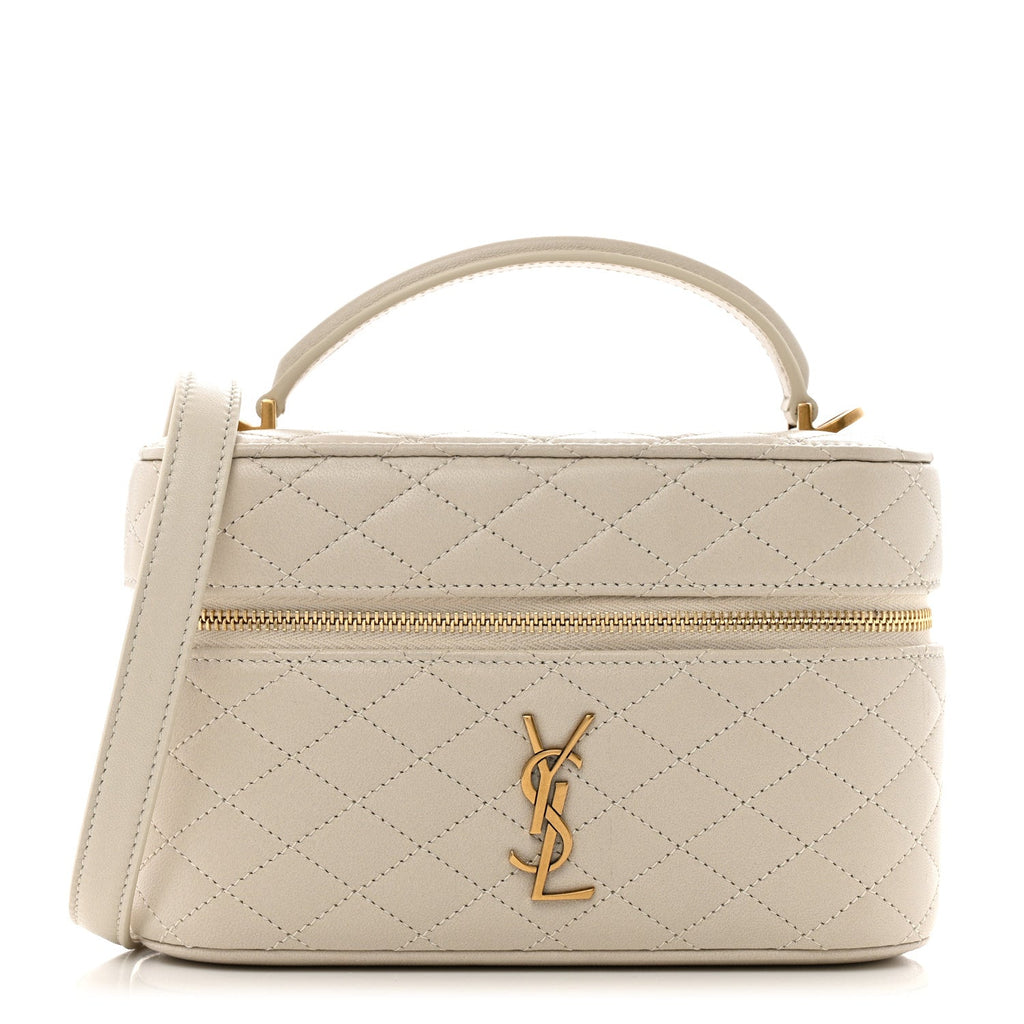 Lambskin Quilted Mini Gaby Vanity Case Crema Soft