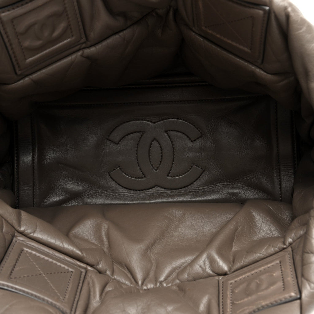 Lambskin Quilted Small Coco Cocoon Reversible Tote Grey Burgundy