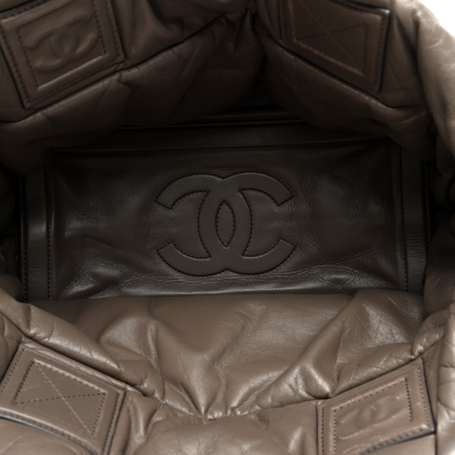 Lambskin Quilted Small Coco Cocoon Reversible Tote Grey Burgundy