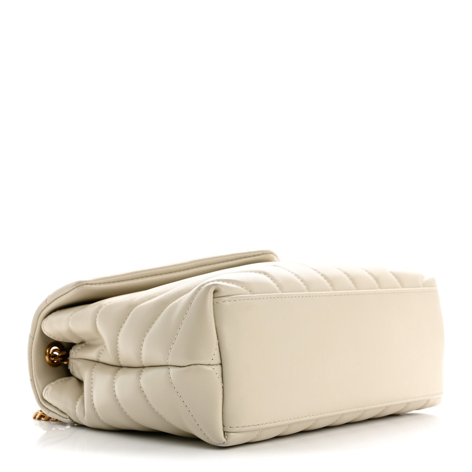 Calfskin Y Quilted Monogram Small Loulou Chain Satchel Crema Soft