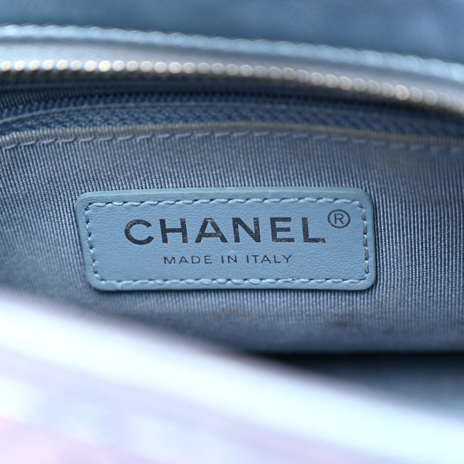 Iridescent Aged Calfskin Quilted Small Gabrielle Hobo Blue