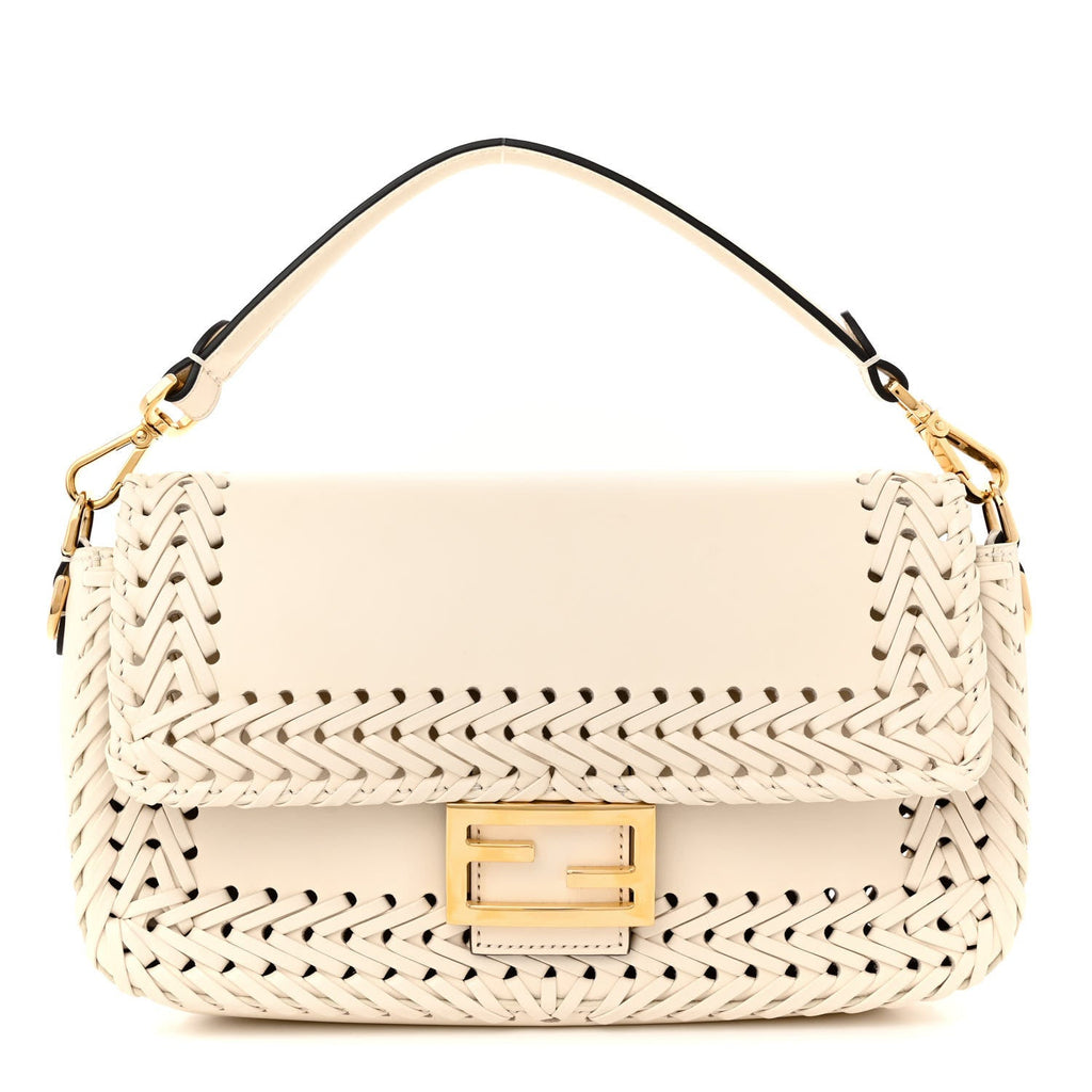 Vitello King Ceylon Woven Baguette White Ice