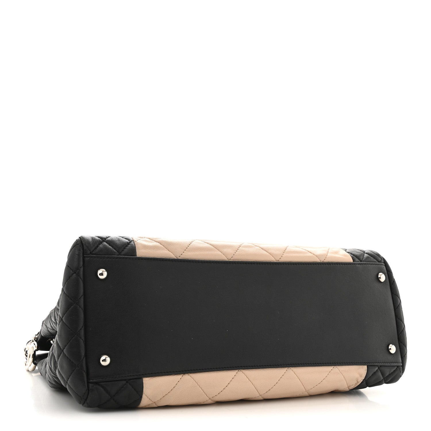 Lambskin Quilted CC Shopping Tote Black Rose Clair