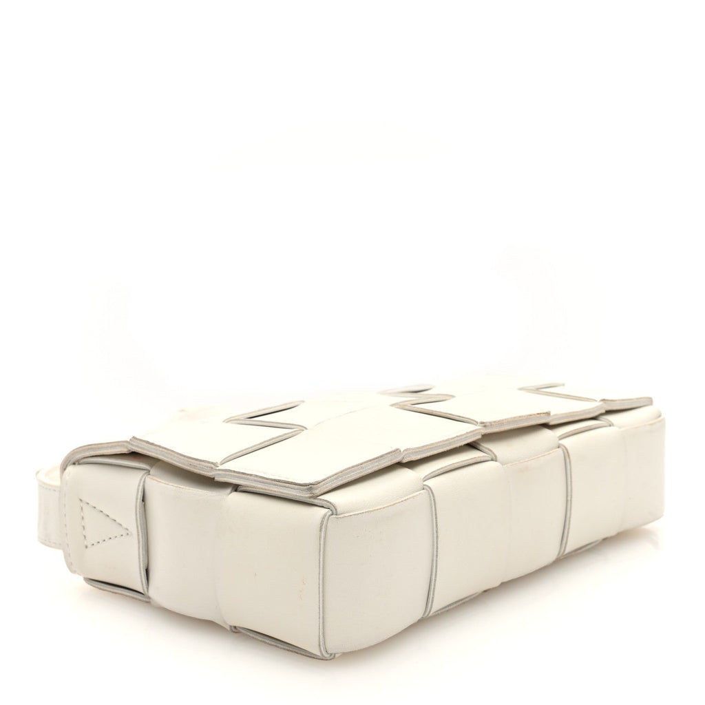 Lambskin Maxi Intrecciato Cassette Crossbody Bag White