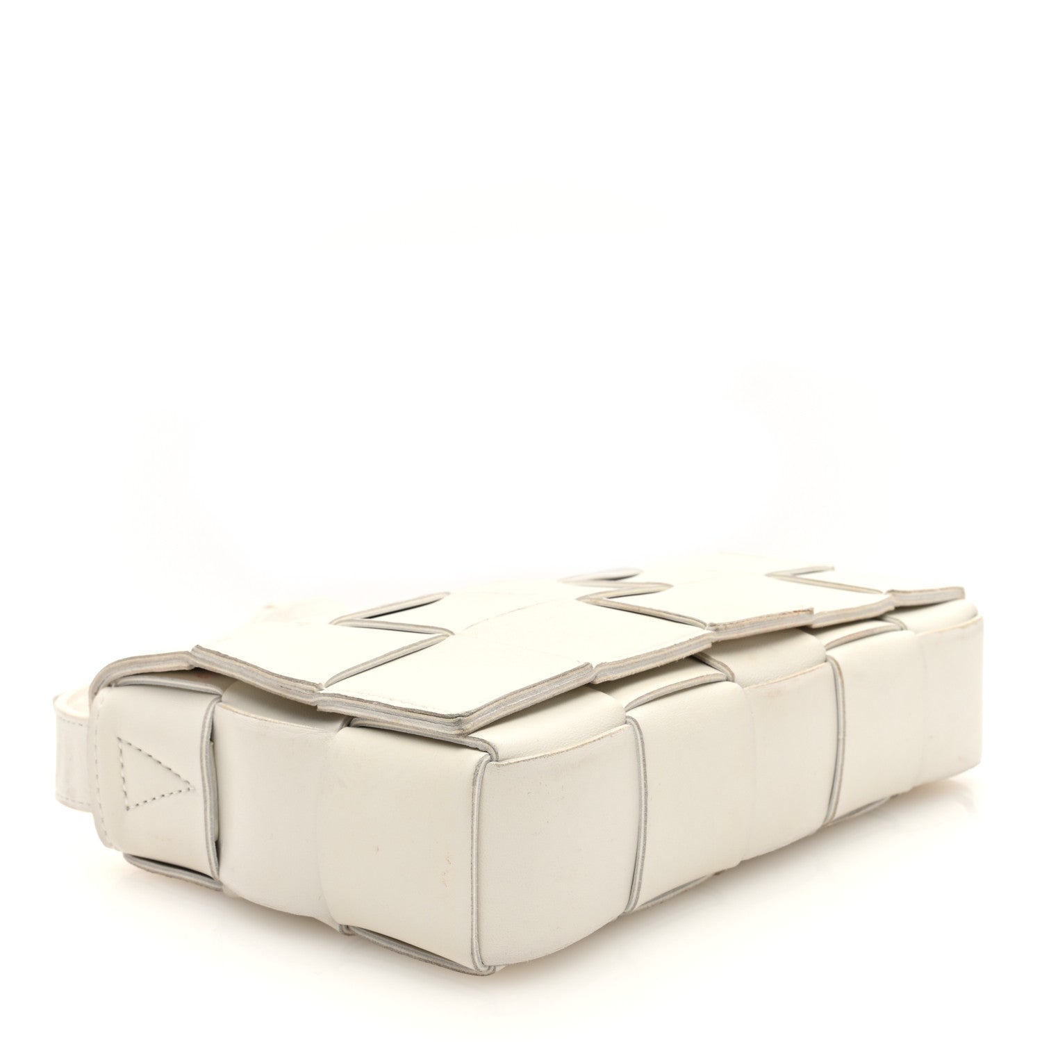 Lambskin Maxi Intrecciato Cassette Crossbody Bag White