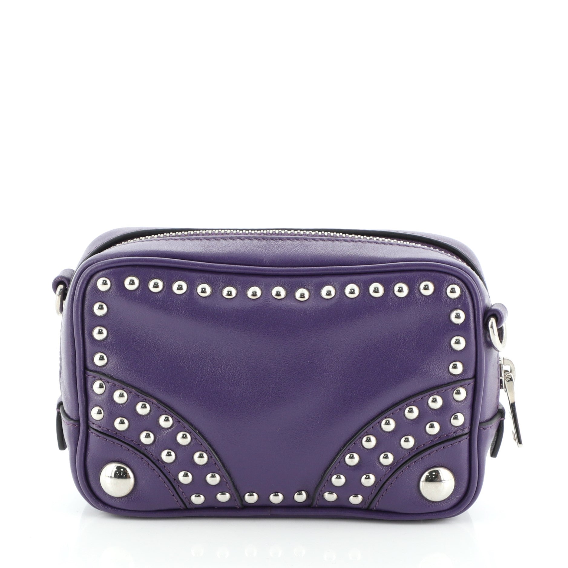Zip Crossbody Bag Studded Soft Calfskin Mini