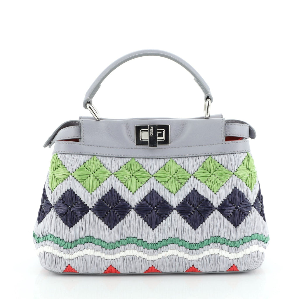 Peekaboo Bag Floral Embellished Raffia Mini