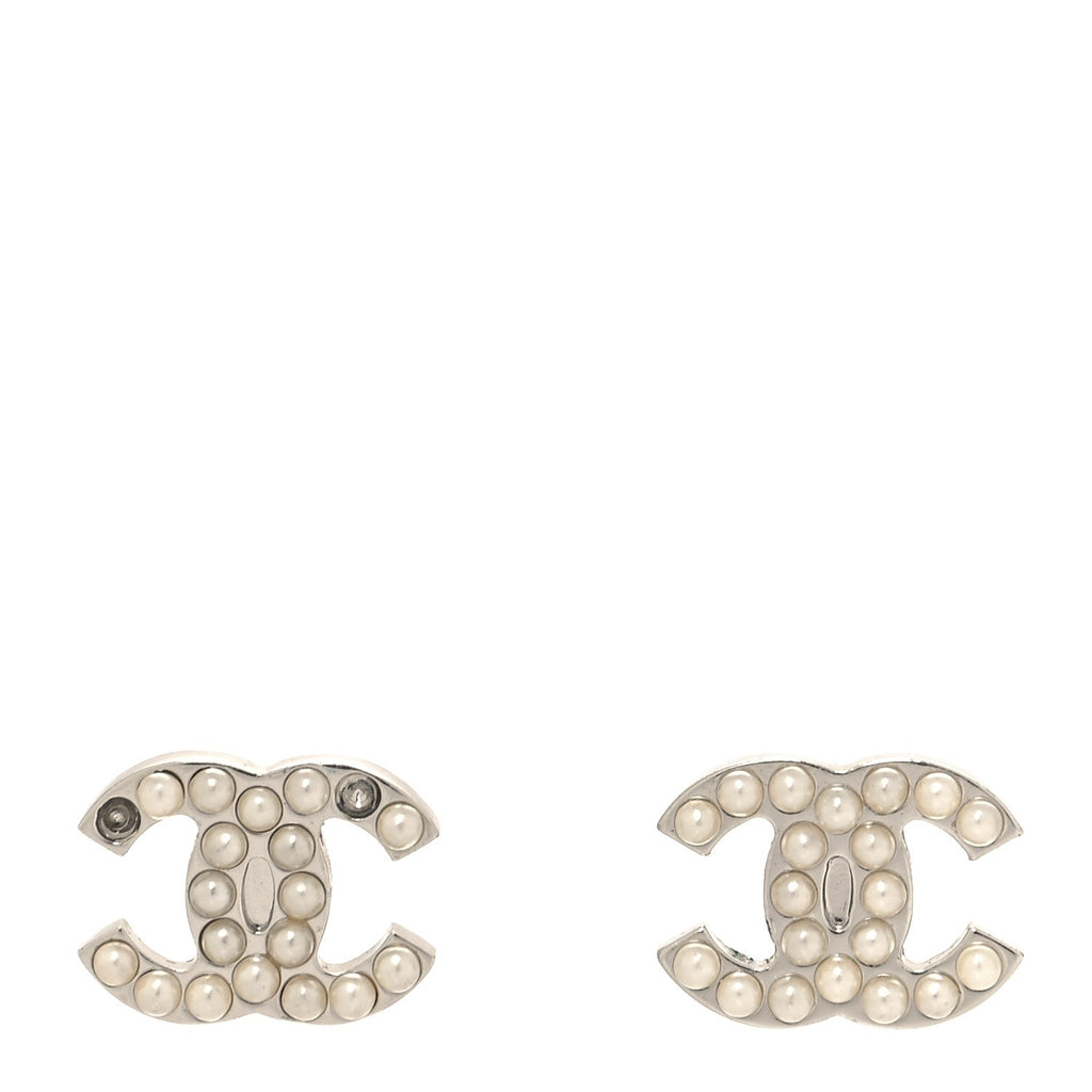Pearl CC Earrings Silver