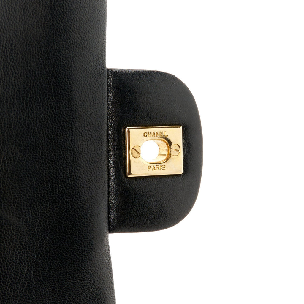 Lambskin Quilted Medium Double Flap Black