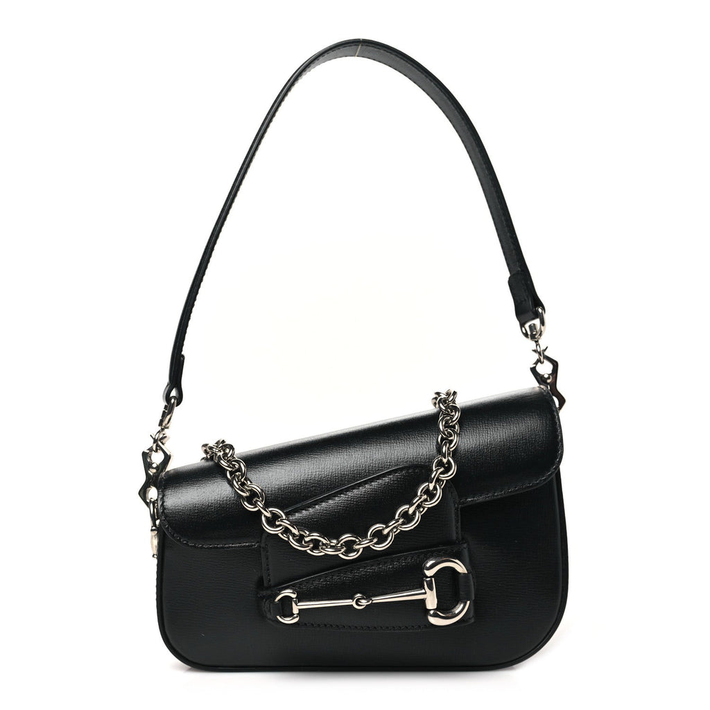 Calfskin Mini Horsebit 1955 Asymmetric Shoulder Bag Black