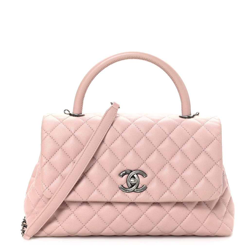 Caviar Quilted Small Coco Handle Flap Light Pink