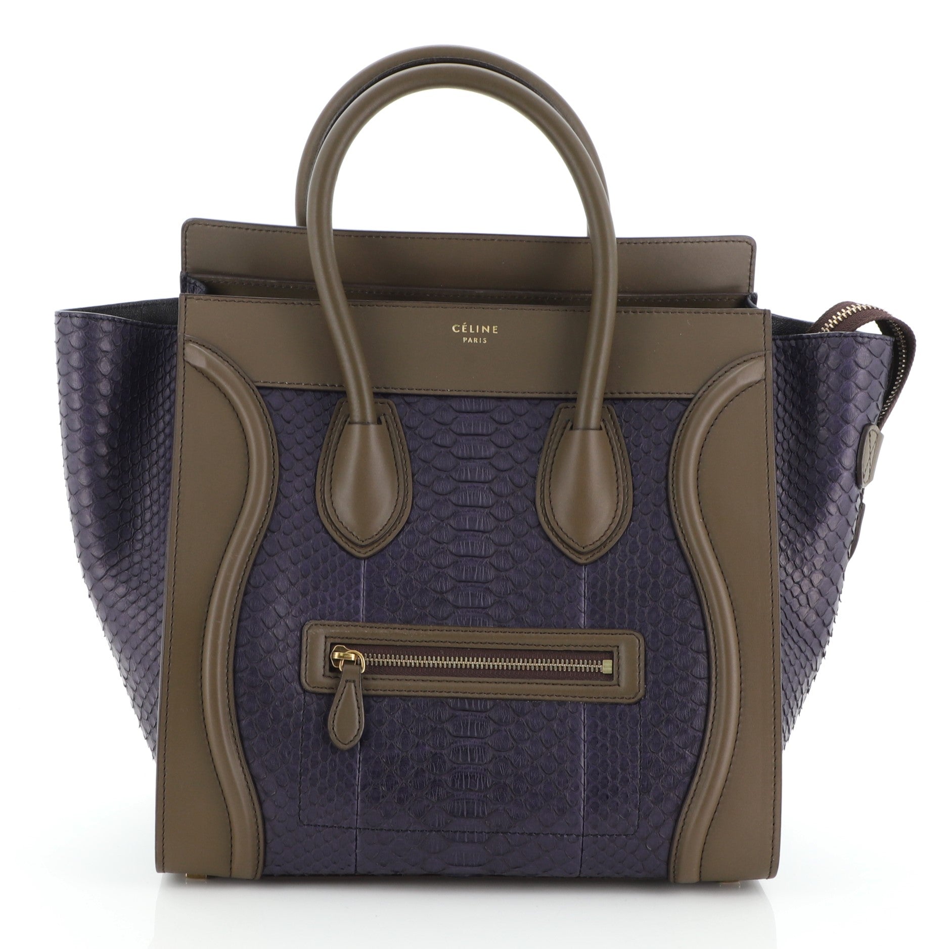 Bicolor Luggage Bag Python and Leather Mini