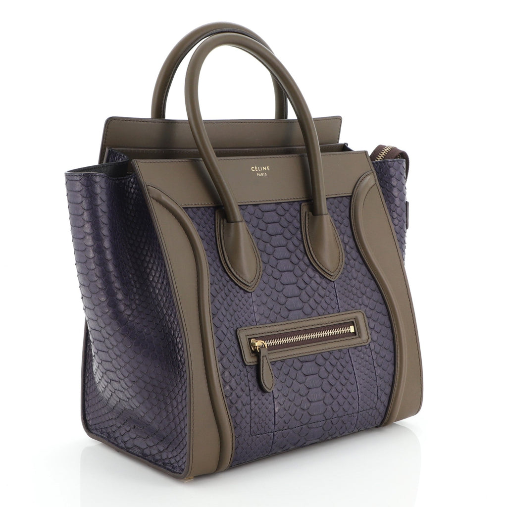 Bicolor Luggage Bag Python and Leather Mini