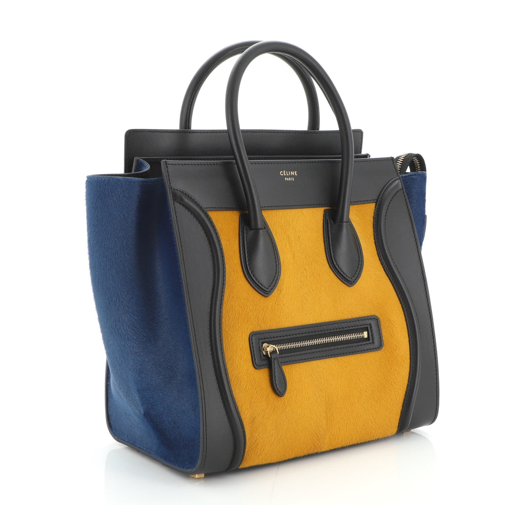 Tricolor Luggage Bag Pony Hair and Leather Mini