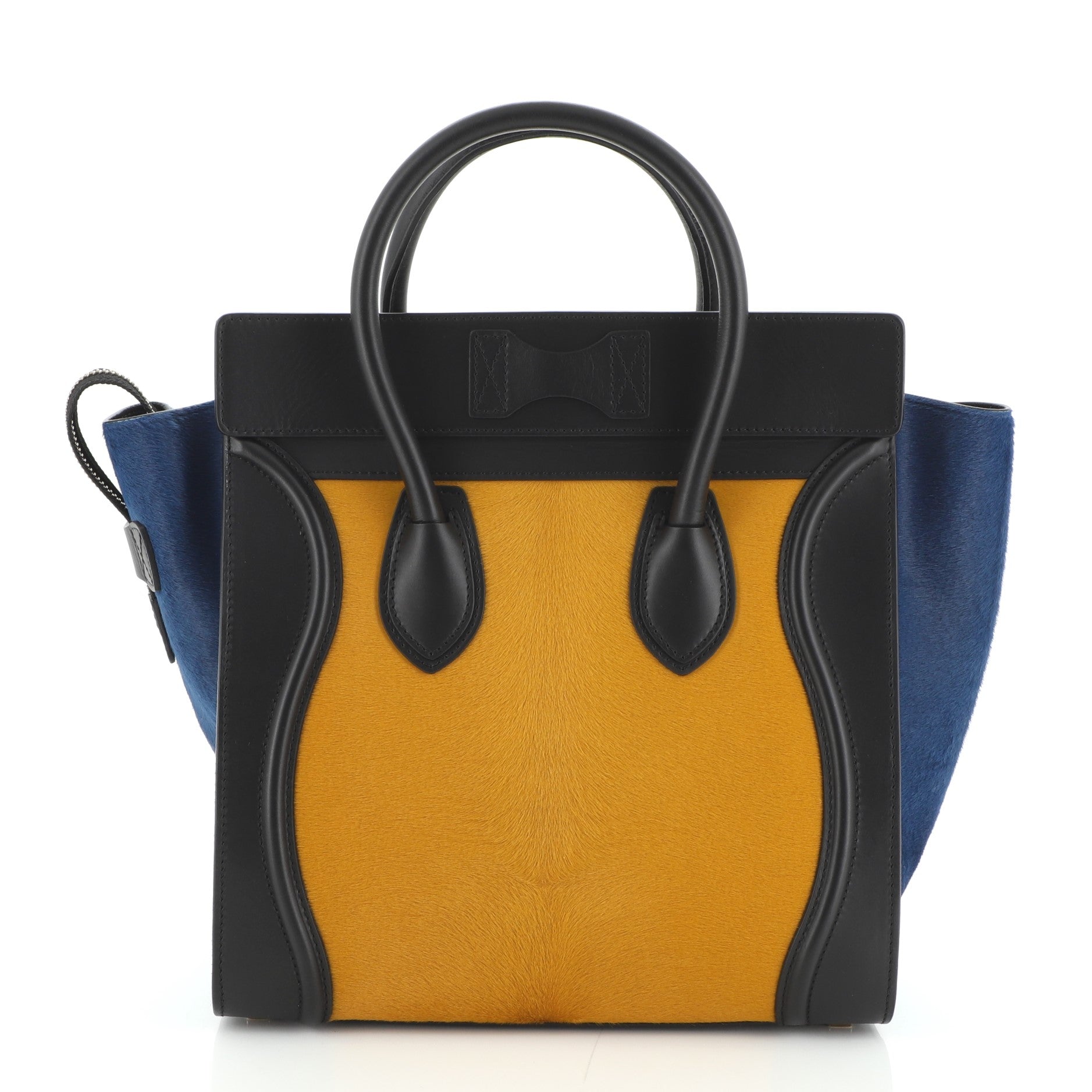 Tricolor Luggage Bag Pony Hair and Leather Mini