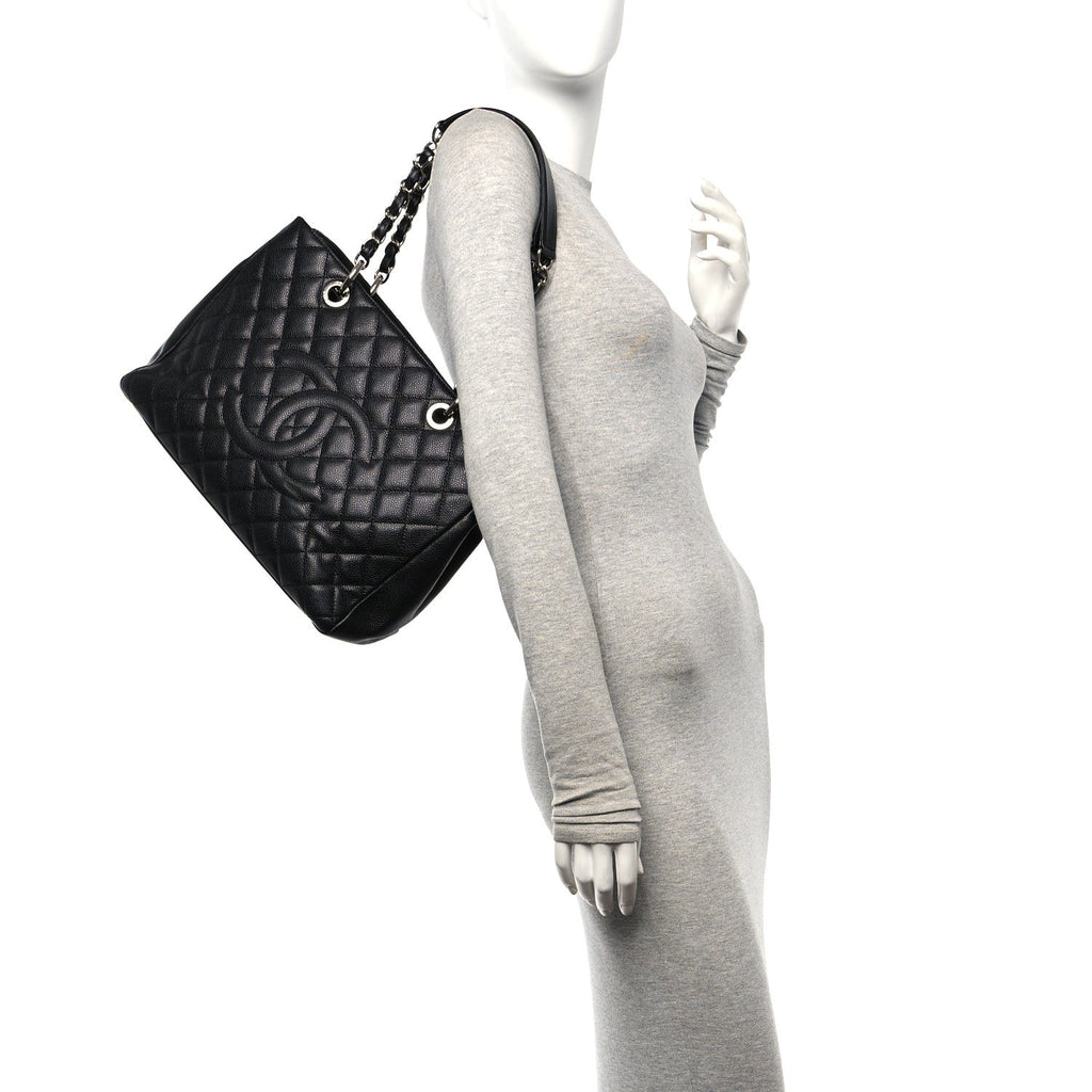 Caviar Quilted Grand Shopping Tote GST Black