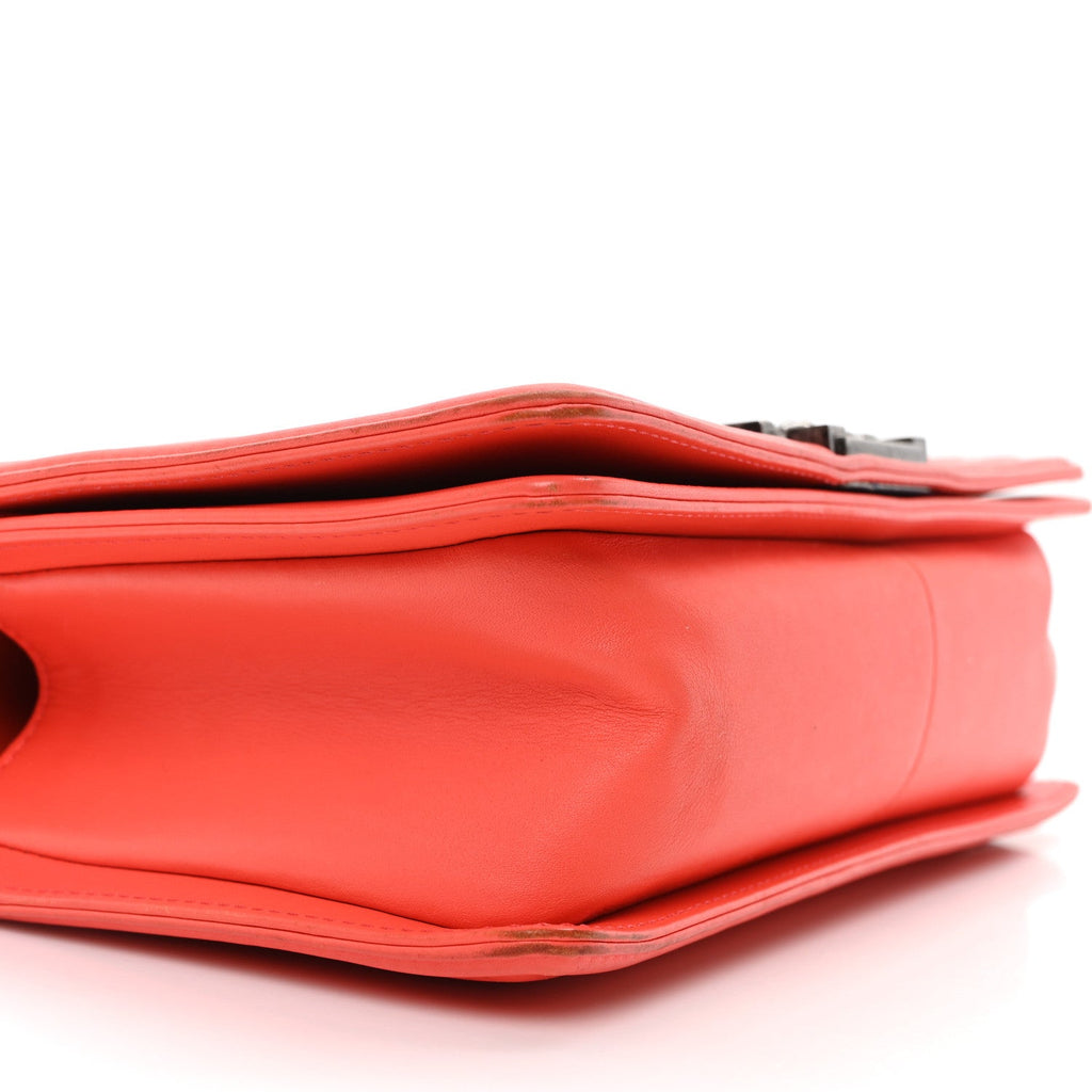 Calfskin Chevron Quilted Medium Boy Flap Coral