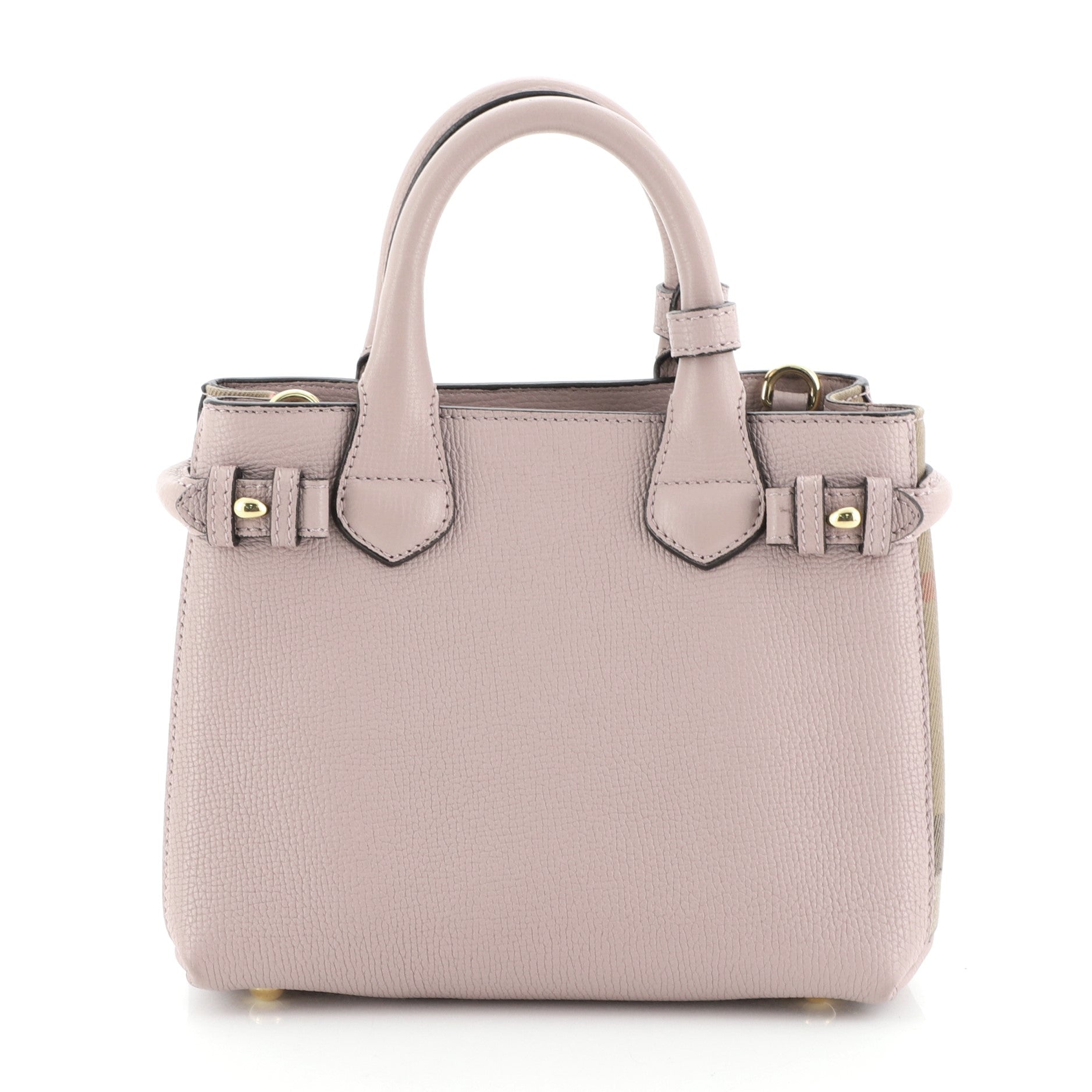 Banner Convertible Tote Leather and House Check Canvas Mini