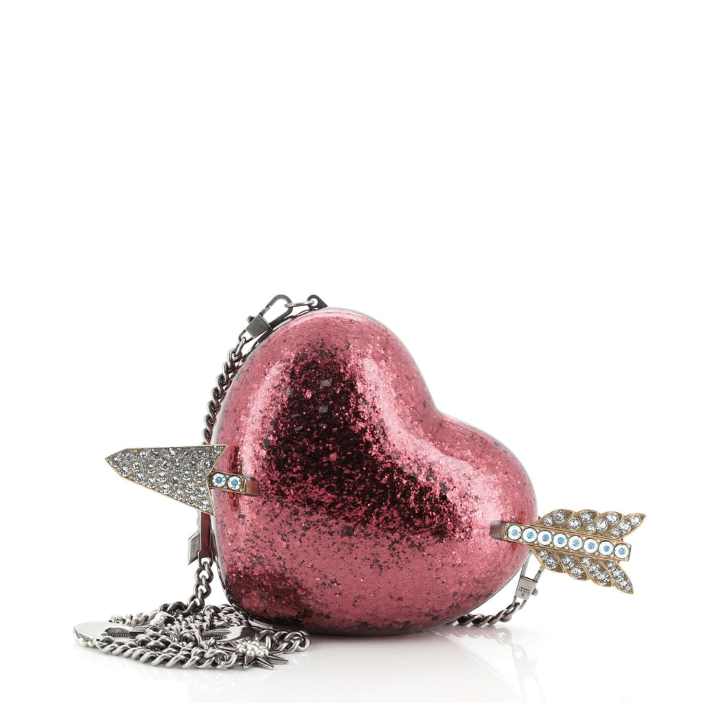 Broadway Heart Clutch Glitter Plexiglass