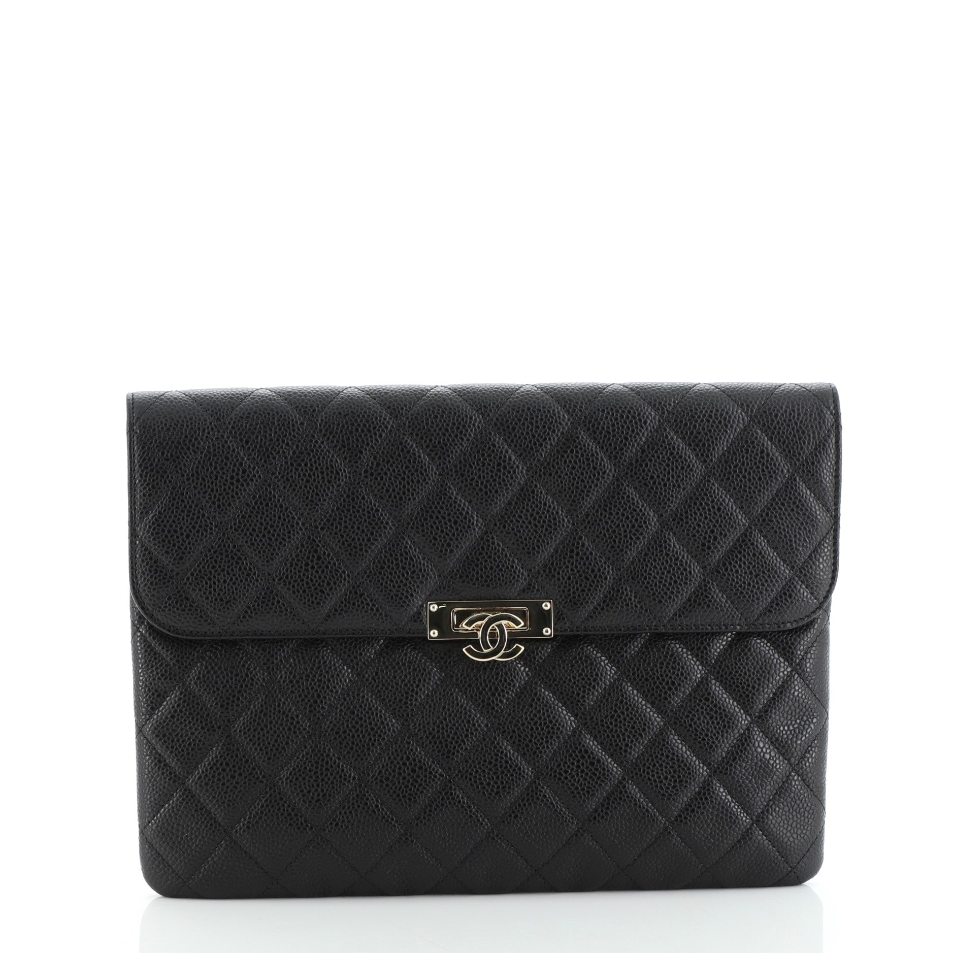 Golden Class O Case Clutch Quilted Caviar Medium