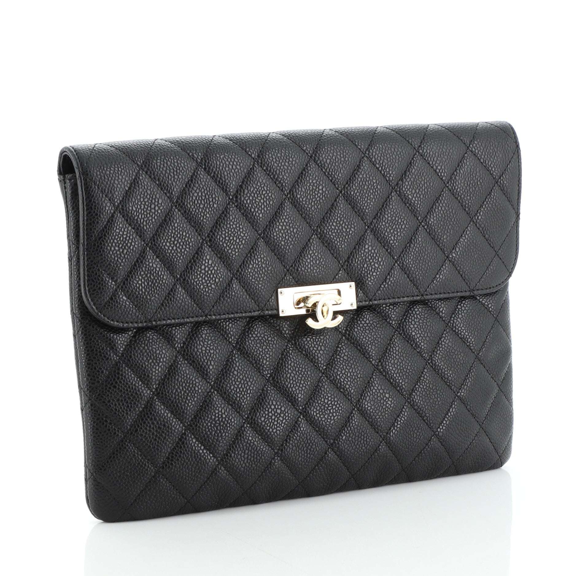 Golden Class O Case Clutch Quilted Caviar Medium
