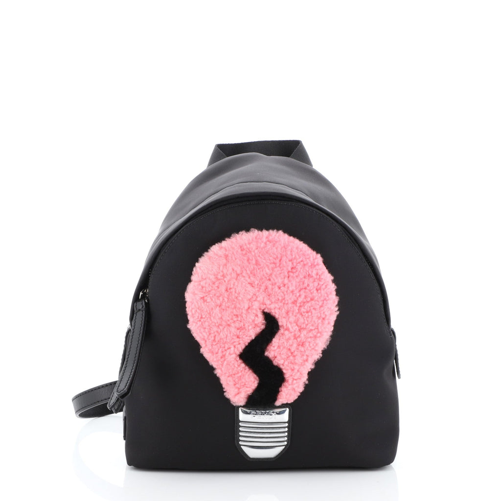 Light Bulb Backpack Nylon with Shearling Mini