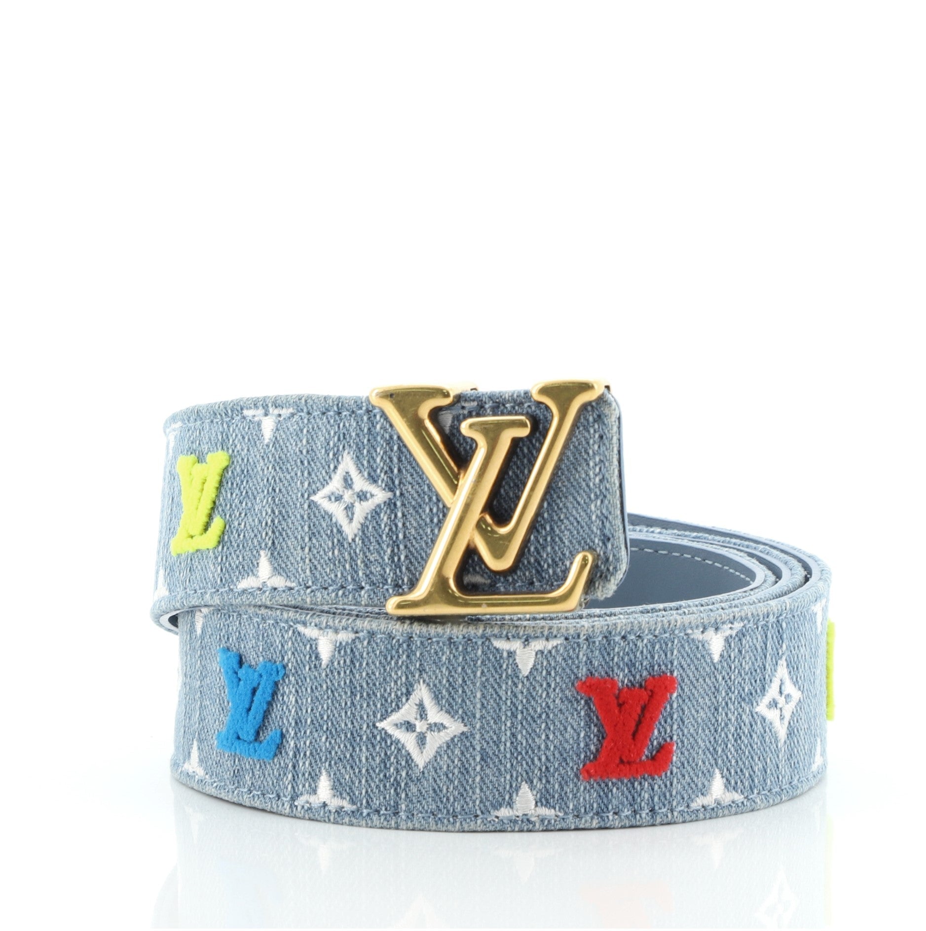 New Wave Belt Monogram Embroidered Denim Medium 90