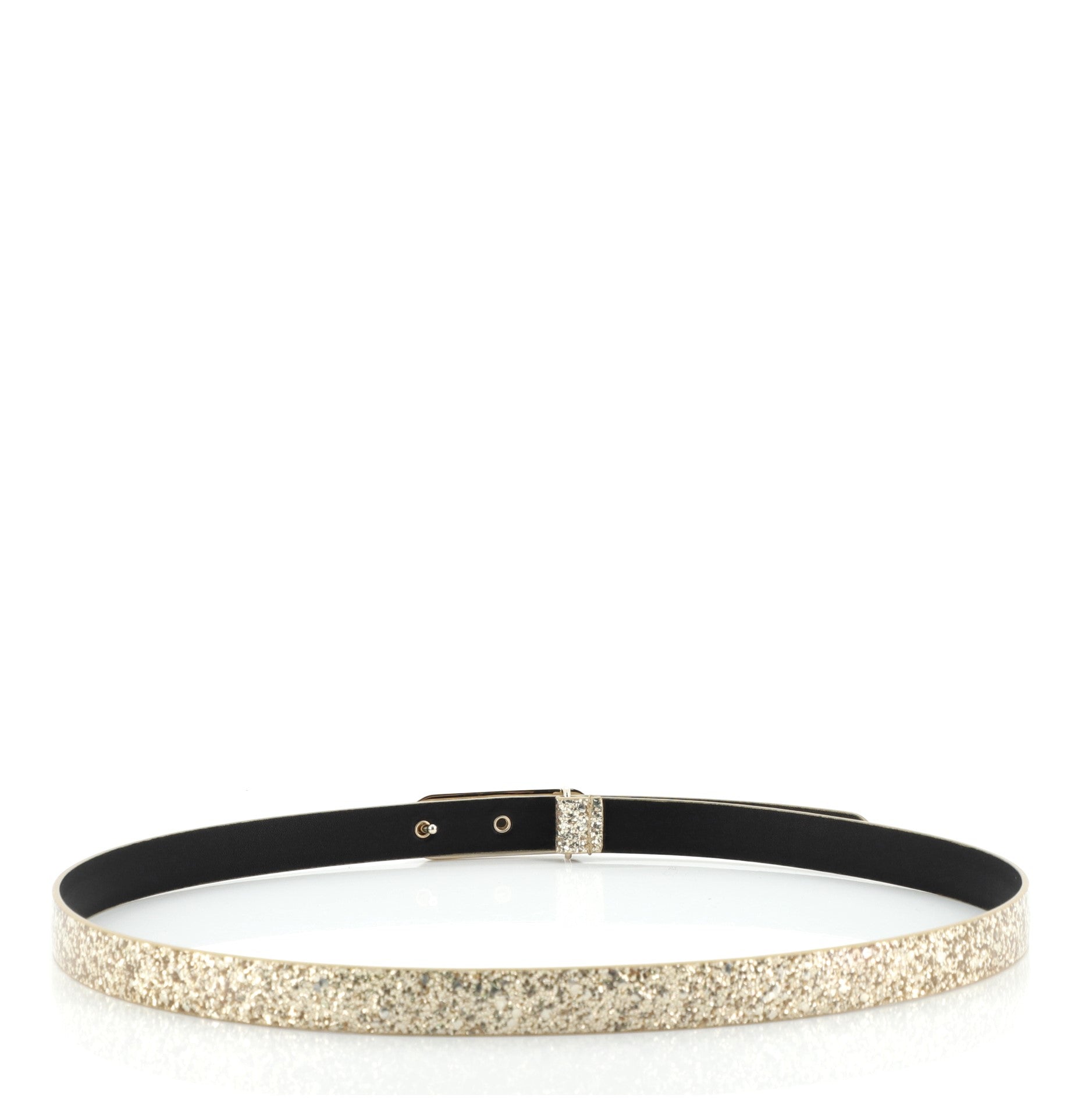 CC Logo Belt Glitter Calfskin Thin 80