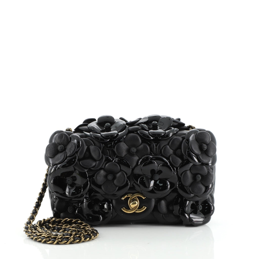 CC Camellia Flap Bag Embellished Lambskin Mini