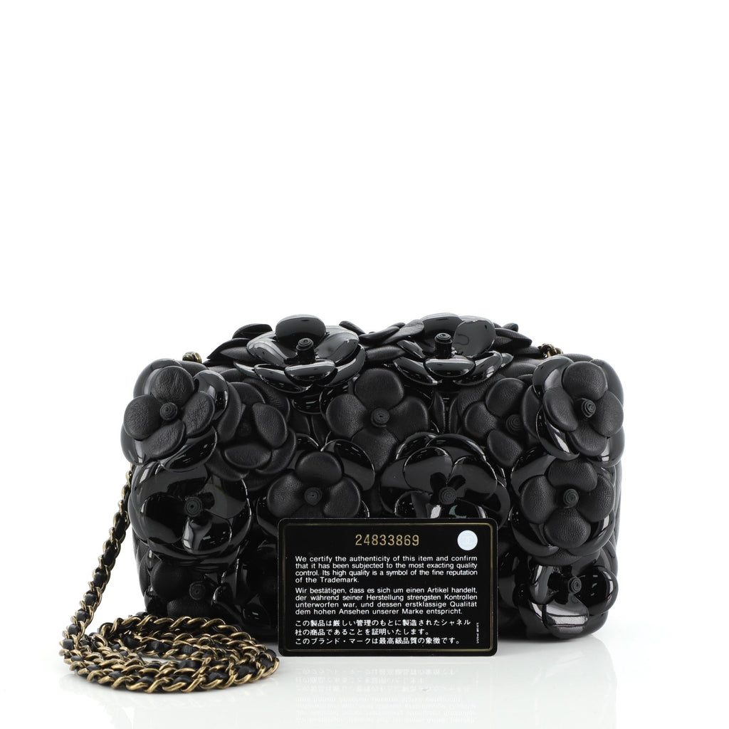 CC Camellia Flap Bag Embellished Lambskin Mini