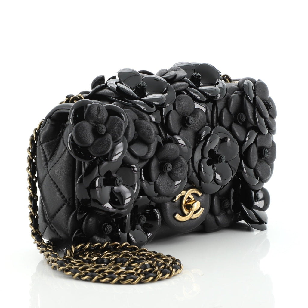 CC Camellia Flap Bag Embellished Lambskin Mini