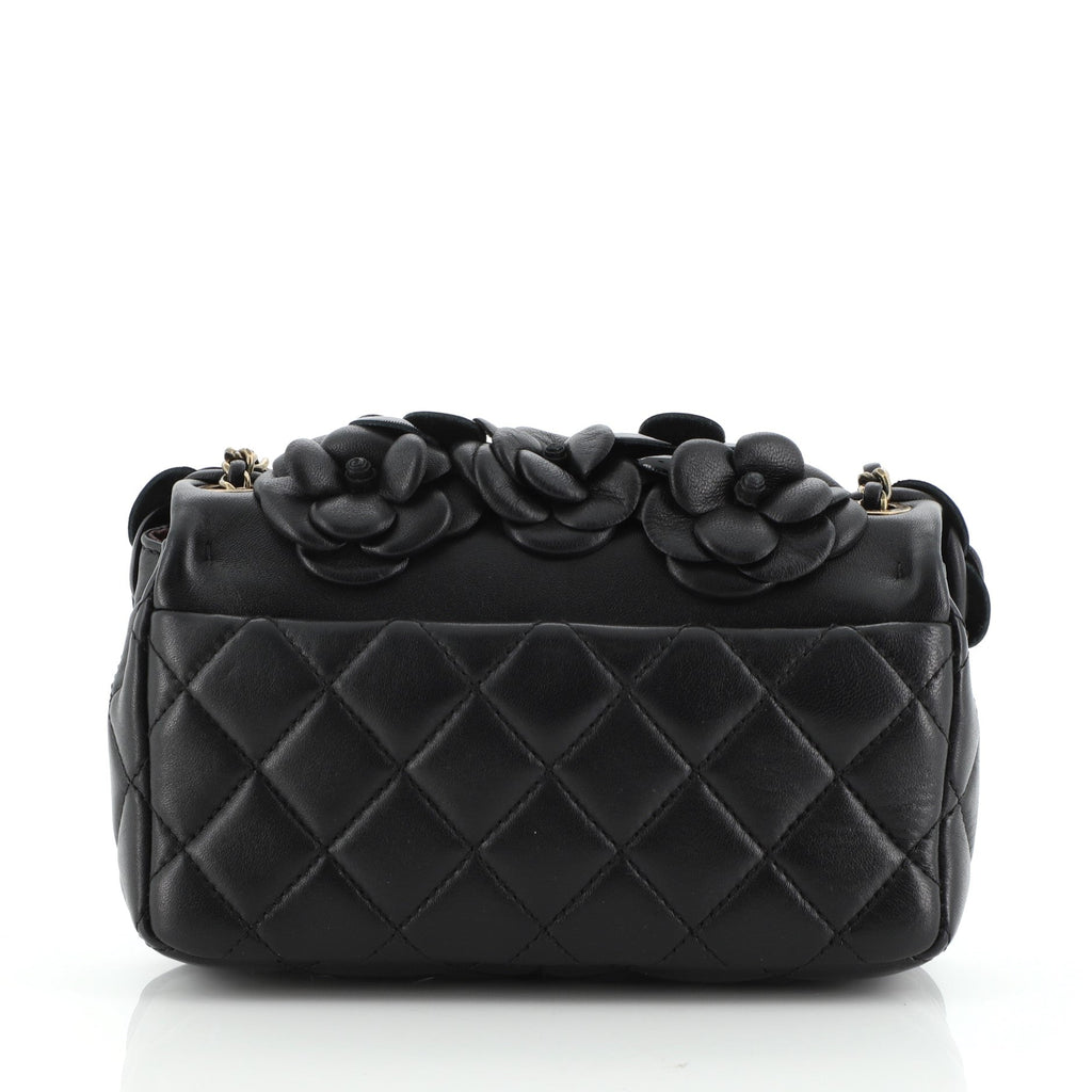 CC Camellia Flap Bag Embellished Lambskin Mini