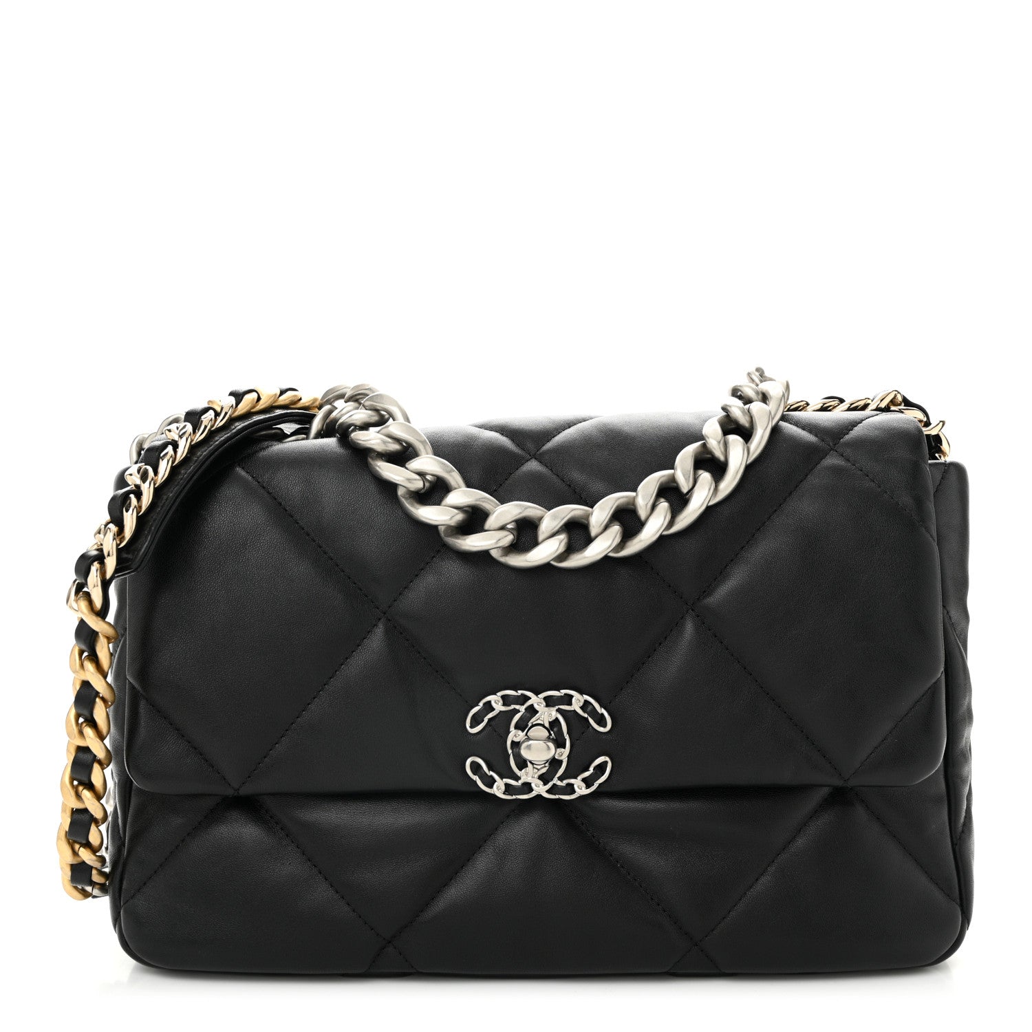 Lambskin Quilted Large Chanel 19 Flap Black