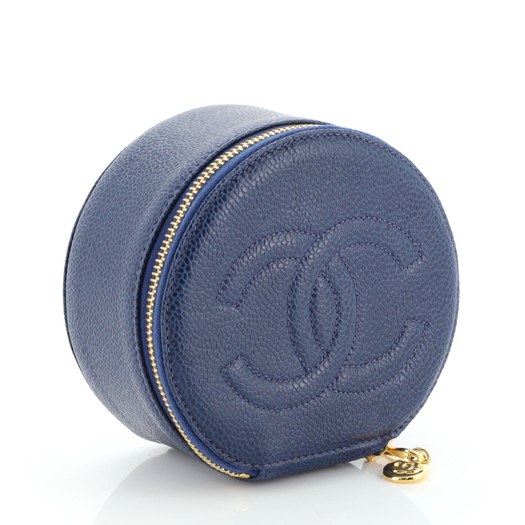 Vintage Timeless Round Jewelry Case Caviar Mini