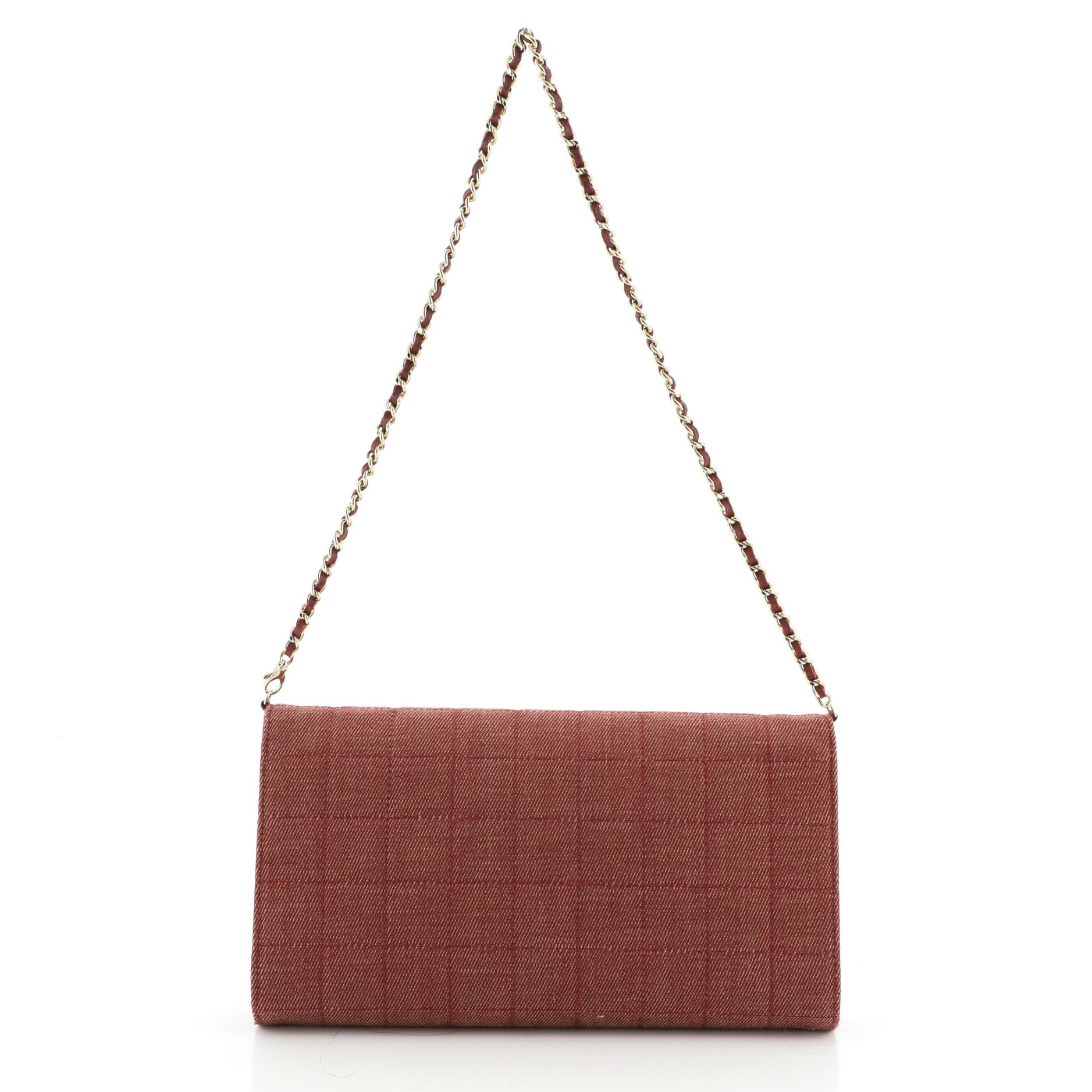 Chocolate Bar Chain Clutch Quilted Denim