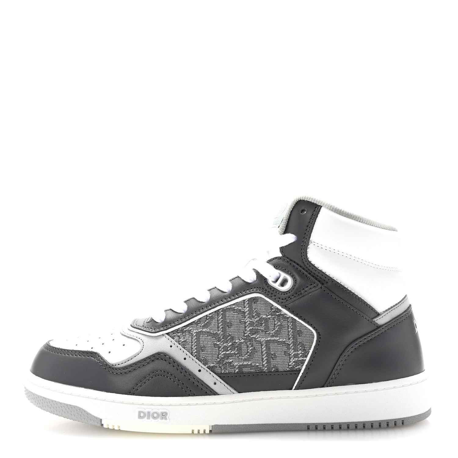 Smooth Calfskin Jacquard Oblique Mens B27 High Top Sneakers 40 Grey