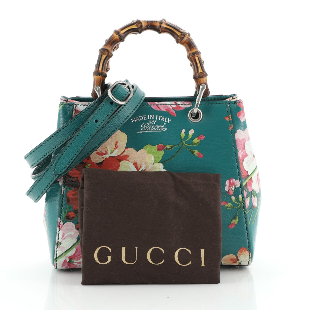 Bamboo Shopper Tote Blooms Print Leather Mini