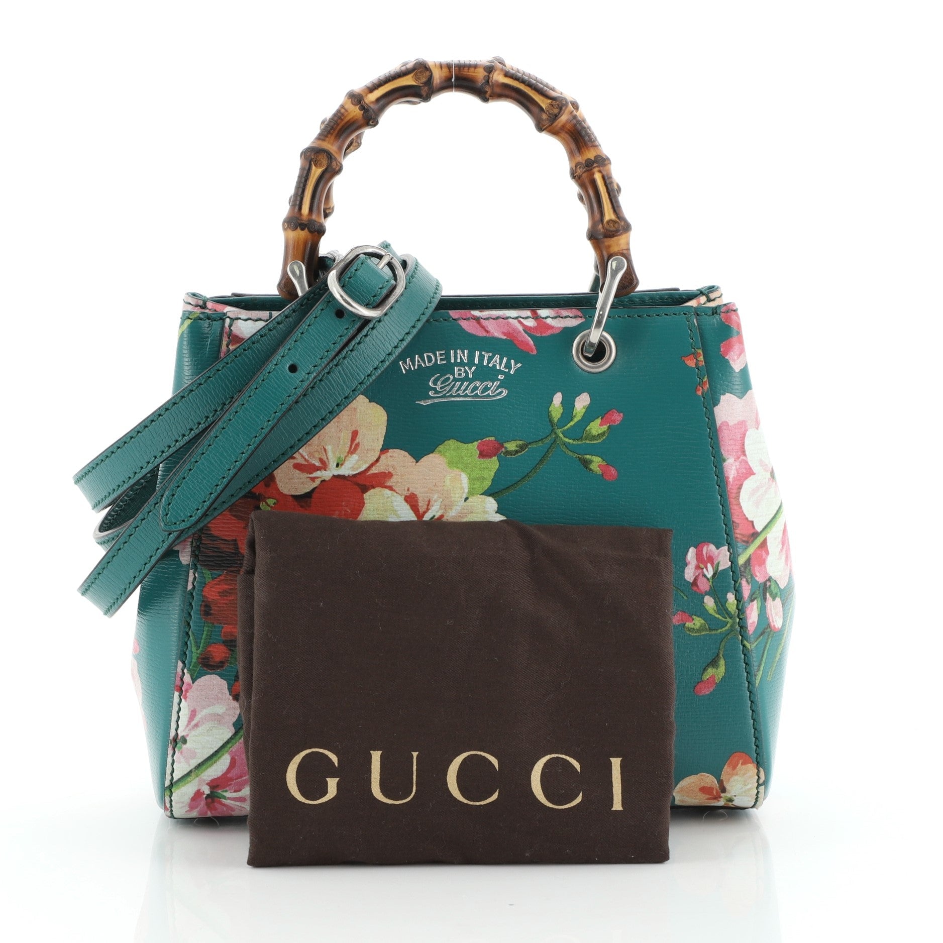 Bamboo Shopper Tote Blooms Print Leather Mini