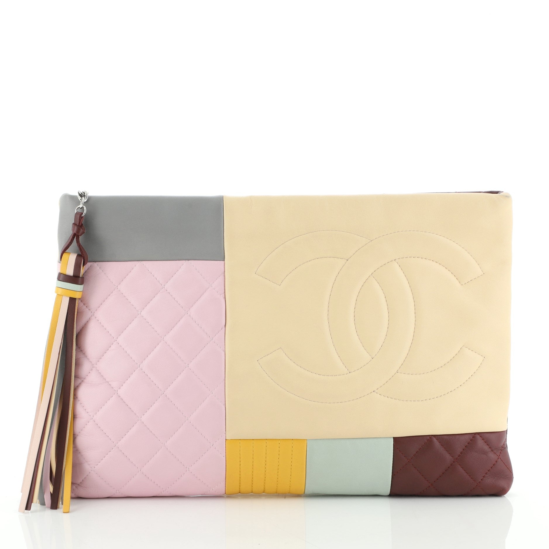 O Case Clutch Colorblock Leather Large